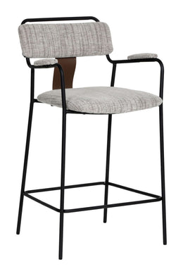 Zuo Modern Couva Counter Stool – Gray Tweed Fabric & Faux Leather Design