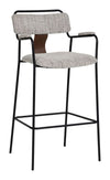 Modern Gray Tweed Barstool Set of 2 – Comfortable Fabric Seating