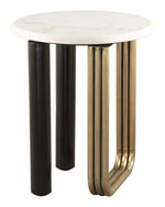 Side Table 24" H – Multicolor, Marble Round Top & Powder-Coated Iron Base by Zuo Modern