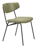 Dining Chair – 30.3"H (Set of 2) Green Faux Leather Upholstery with Powder-Coated Steel Frame, Modern Indoor Style by Zuo Modern