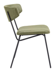 Modern Green Dining Chair Pair – Faux Leather Upholstery