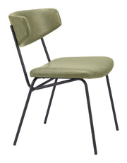 Bauhaus Style Dining Chairs – Green Upholstery with Metal Frame