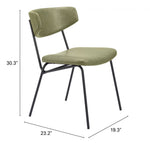 Compact Green Dining Chair Pair for Kitchen or Dining Room