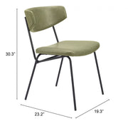 Compact Green Dining Chair Pair for Kitchen or Dining Room