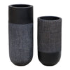 Uttermost Woven Shadow Vases Black Terracotta with Modern Woven Accents, Set of 2