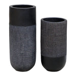Uttermost Woven Shadow Vases Black Terracotta with Modern Woven Accents, Set of 2