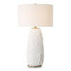 Uttermost 30421 Vida White Table Lamp with Textured Ceramic Base and Brushed Brass Accents