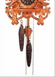 Hand-carved Cuckoo Clock – Three Birds, Maple Leaves, and Nest Feature