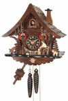 One Day Cuckoo Clock – 9.8 in – Hand-carved Woodchopper, Deer, and Trees