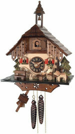 One Day Cottage Cuckoo Clock with Beer Drinker – 13 in – Raises Mug Hourly By River City Clocks
