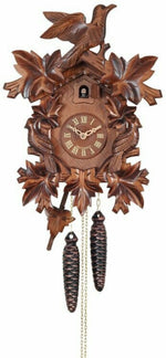Hand-carved Cuckoo Clock – 16 in – Seven Maple Leaves, Three Birds, and Wood Dial By River City Clocks