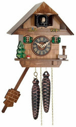 Hand-carved Cuckoo Clock – 7 in – Tree, Mushroom, Water Pump, and Cottage Design By River City Clocks