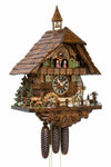 Wooden Chalet Cuckoo Clock With 21 Inch Height Moving Hunter And Dancing Figures By River City Clocks