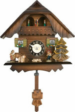Painted Chalet Quartz Clock – 7 in – Dancers with Westminster or Cuckoo – River City Clocks