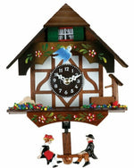 Quartz Chalet Clock with Moving Bird and Swinging Couple – 6 in – River City Clocks