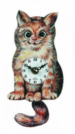 Cat Shaped Quartz Wall Clock with Moving Eyes and Swinging Tail Pendulum – 6 in – River City Clocks