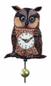Animated Owl Quartz Wall Clock with Back and Forth Motion and Easy Battery Setup – 6 in – River City Clocks