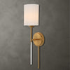 Uttermost 22579 Awyr 1 Light Brass Sconce White with Acrylic Accent and Silken Shade
