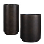 Uttermost Volcan Outdoor Planters-Modern Cylindrical Design in Matte Bronze, Set of 2