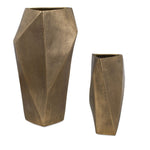 Brass Decorative Vases (Set of 2) – 17.5"H Indoor-Outdoor Faceted Metal Accent Vases by Uttermost