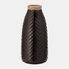 Sagebrook Home 15743-06 Ceramic, 18" Chevron Vase, Java