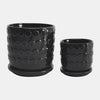 Sagebrook Home 15785-03 5"/6" Bubble Planter W. Saucer Ceramic, Black Set of 2