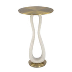 Modern Brass Accent Table Hourglass White Stone Base 27" L by Uttermost
