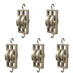 Double Parallel Pulleys (Pack of 5) – 50mm Low-Friction Aluminum Dual Wheel with Hooked Metal Frame by GSC International Inc.