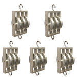 Triple Parallel Pulley (Pack of 5) – Three 50mm Low-Friction Aluminum Wheels with Hooked Metal Frame by GSC International Inc.
