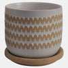 Sagebrook Home 16108-07 5"/6" Zig-Zag Planter With Saucer Ceramic, White Set of 2