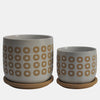 Sagebrook Home 16110-04 5"/6" Circles Planter With Saucer Ceramic, White Set of 2
