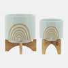 Sagebrook Home 16124-04 5"/8" Arch Planter With Stand, Mint Set of 2