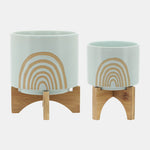 Sagebrook Home 16124-04 5"/8" Arch Planter With Stand, Mint Set of 2