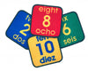Carpets for Kids PLUS Bilingual Number Seating Learning  Rug 12" Squares Kit Set of 10