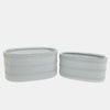 Sagebrook Home 16502-01 Ceramic, 9"/10" Ova Lines Planter, Beige Set of 2