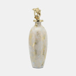 Sagebrook Home 16767-02 Glass, 20" Meta Vase Triba Topper,  White/Gold