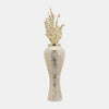 Sagebrook Home 16770-02 Glass, 43" Vase With Aluminum Top, White/Gold