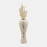 Sagebrook Home 16770-02 Glass, 43" Vase With Aluminum Top, White/Gold