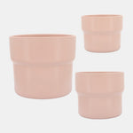 Sagebrook Home 16772-04 Ceramic, 7"/9"/10"D Mushroom Planters, Blush Set of 3