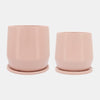 Sagebrook Home 16773-03 Ceramic, 7"/10"D Planters With Saucer Ceramic, Blush Set of 2