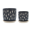 Sagebrook Home 16833-07 Ceramic 5"/6" Moon Planter Saucer Ceramic, Black Set of 2