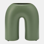 Sagebrook Home 16839-03 Ceramic, 8" Horseshoe Vase, Dark Sage