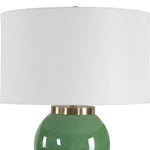 Traditional Green Table Lamp with Sculptural Base