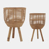Sagebrook Home 16997 Bamboo, 11"/13"D Woven Planters, Brown Set of 2