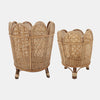 Sagebrook Home 17000 Bamboo/Rattan, 11"/14"D Wavy Planters, Brown Set of 2