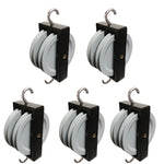 Double Aluminum Pulley – 50mm Painted Cast Metal Wheels with Side-by-Side Grooves and Hooks, Pack of 5 by GSC International Inc.