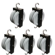 50mm Double Groove Aluminum Pulley with Hooks – Pack of 5