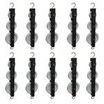 Triple Tandem Pulley (Pack of 10) – 50mm + 38mm + 25mm Cast Metal Wheels with Dual Hooks by GSC International Inc.