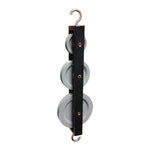 Triple Tandem Pulley – 50mm + 38mm + 25mm Cast Metal Wheels with Hooked Frame by GSC International Inc.