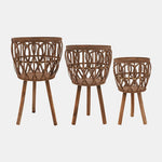 Sagebrook Home 17139 Bamboo Planters 11"/13"/15" Brown Set of 3